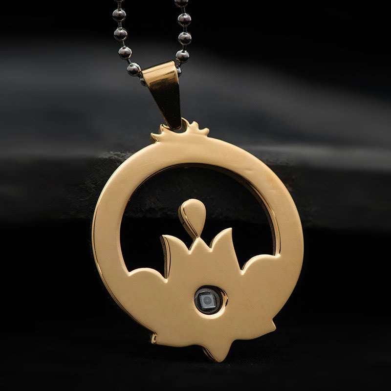 Collana con ciondolo in acciaio al titanio e pietre Buddha Stones , proiezione dell'illuminazione, Shurangama Mantra