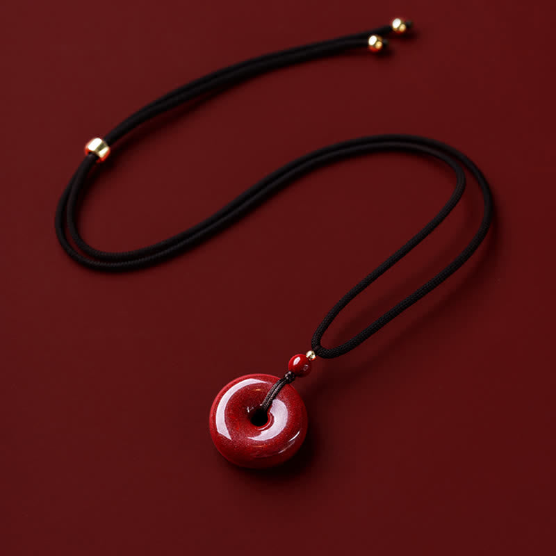 Collana con ciondolo con fibbia della pace , Buddha Stones, cinabro, benedizione e calma