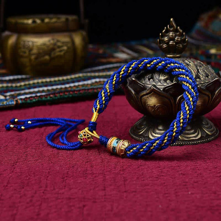 Braccialetto con ciondolo a forma di ruota di preghiera con ciondolo a forma di Thangka, fatto a mano in tibetano, con Buddha Stones