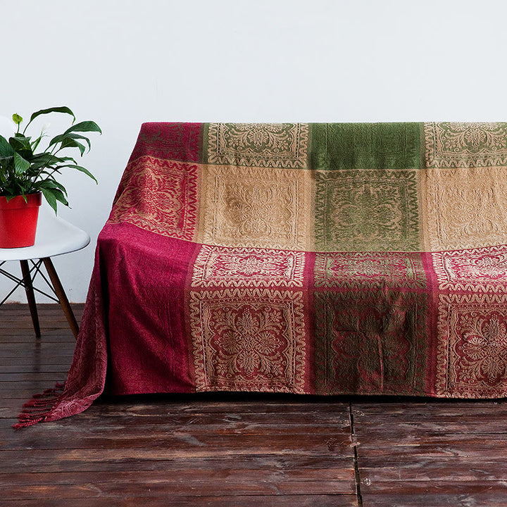 Coperta tinta a mano con motivo floreale multicolore tibetano Buddha Stones - 220*260 cm - image 0