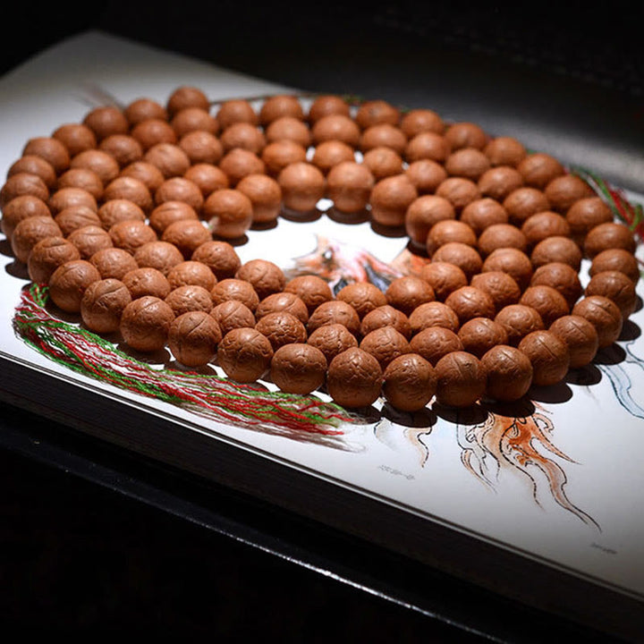 Buddha Stones 108 Mala Beads Nepal Bodhi Seed Fortuna Ricchezza Braccialetto con Nappa - image 4