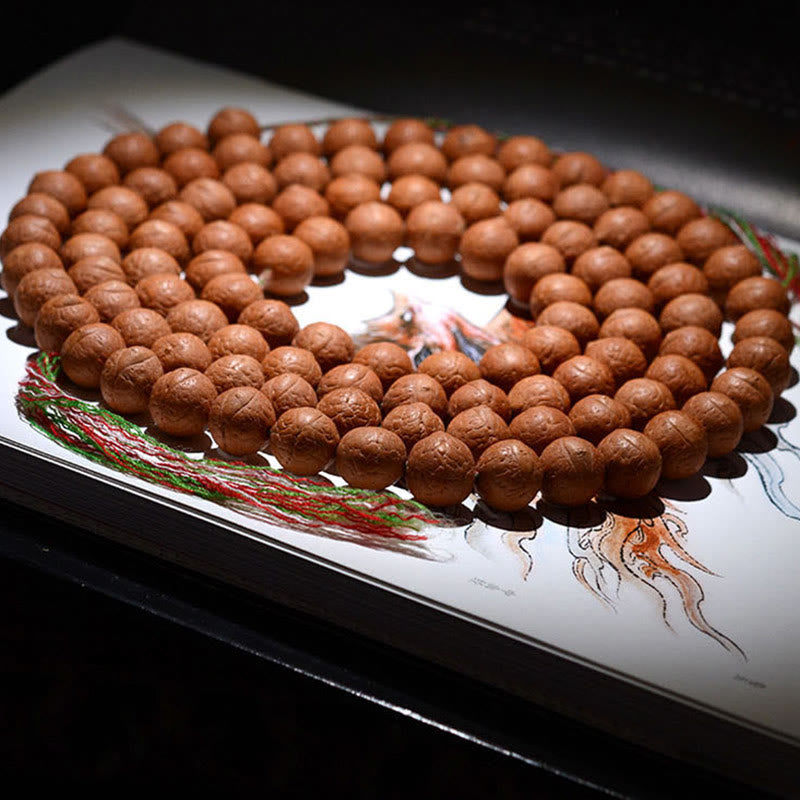 Buddha Stones 108 Mala Beads Nepal Bodhi Seed Fortuna Ricchezza Braccialetto con Nappa