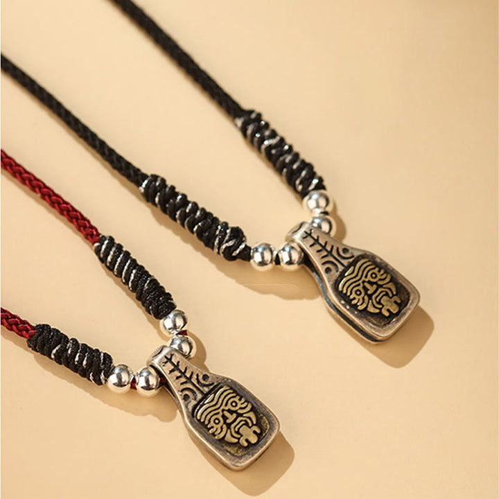 Buddha Stones Tibetano Argento Sterling 925 Zakiram Dea della Ricchezza Protezione Corda Collana Pendente