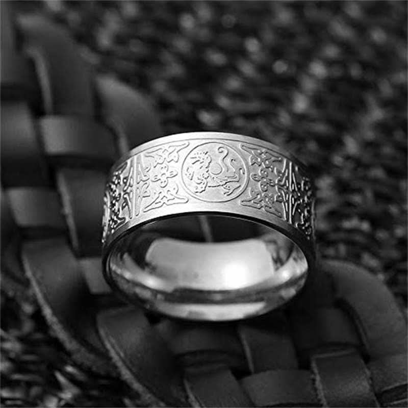 PAURO Anello Uomo In Acciaio Inossidabile 316L - 4 Bestie Guardiane Cinesi (Drago, Tigre Bianca, Suzaku, Basalto) - Larghezza 16/10 Mm