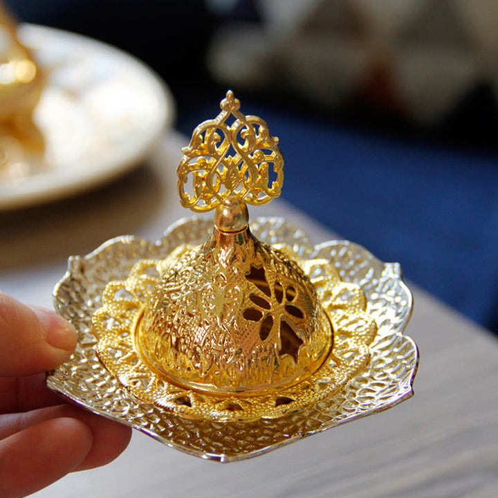 Sottobicchiere in foglia d'oro spirituale Mini lega di metallo bruciatore di incenso