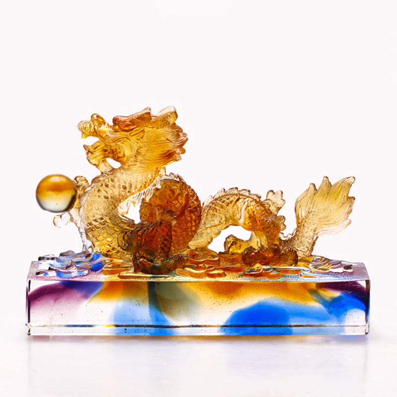 Buddha Stones fatte a mano multicolore drago Liuli cristallo pezzo d'arte protezione casa ufficio decorazione - image 1