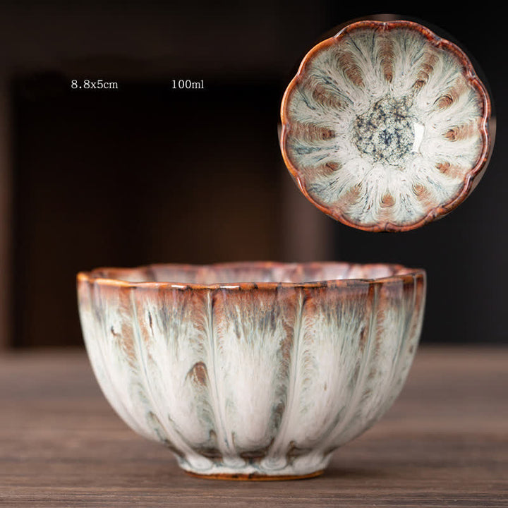 Buddha Stones Peach Blossom Pattern Tazza da tè in ceramica Tazze da tè a forma di fiore