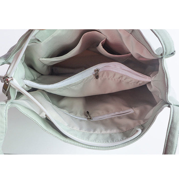 Buddha Stones Flower Crane Plum Blossom Ricamo Tela Grande Capacità Borsa a Tracolla Tote Bag