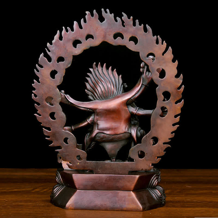 Tibet Mahakala Bodhisattva Figurina Compassione Statua in Rame Decorazione