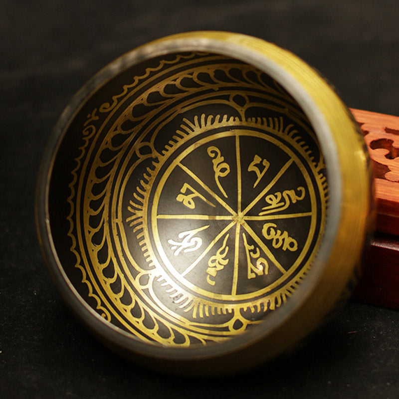 Buddha Stones Ciotola tibetana per la meditazione, realizzata a mano per la guarigione e la consapevolezza, set di ciotole tibetane per il supporto e la protezione