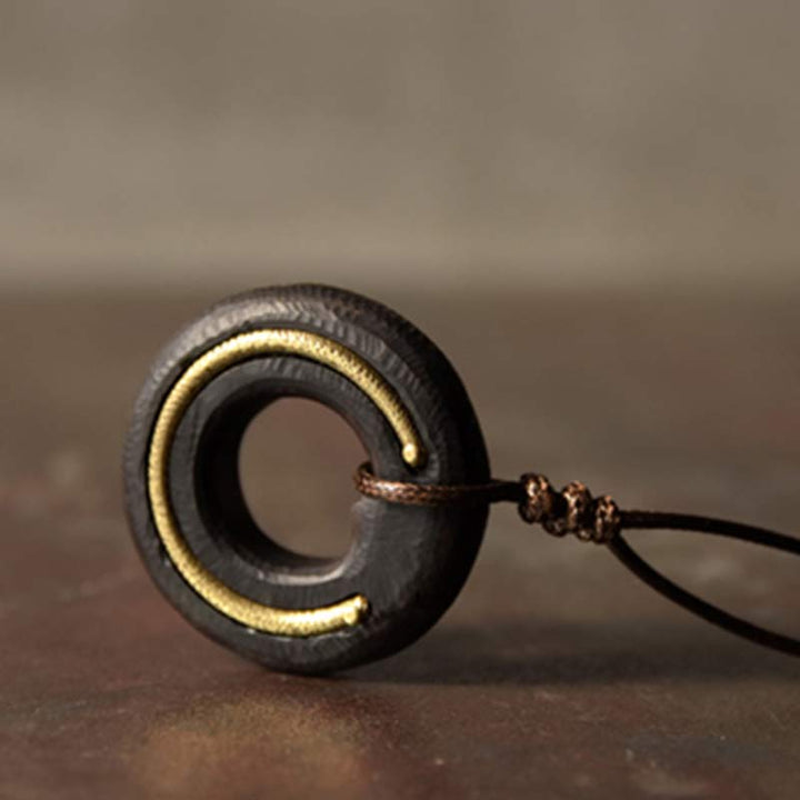Collana con ciondolo in legno di ebano, cerchio zen, Buddha Stones , pace e calma - image 8