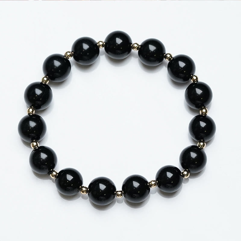 Braccialetto di supporto e protezione con perline di onice nero Buddha Stones 2 pezzi