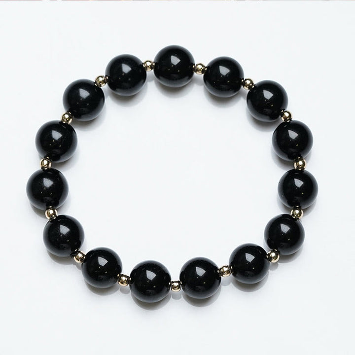 Braccialetto di supporto e protezione con perline di onice nero Buddha Stones 2 pezzi