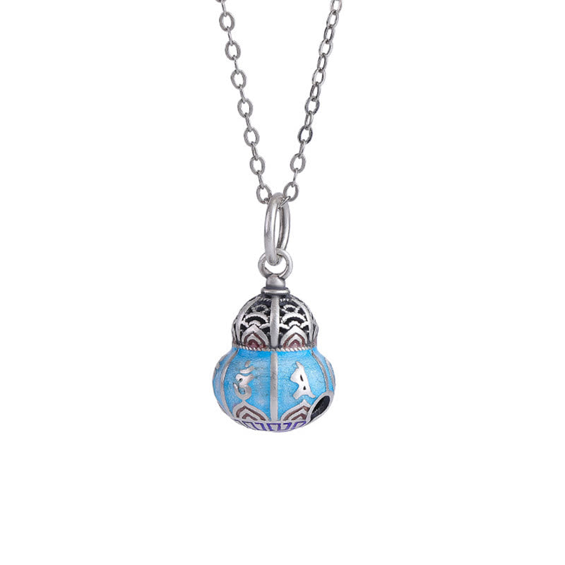 Collana con ciondolo della saggezza con design a zucca inciso in argento sterling 999 Om Mani Padme Hum Buddha Stones - image 6