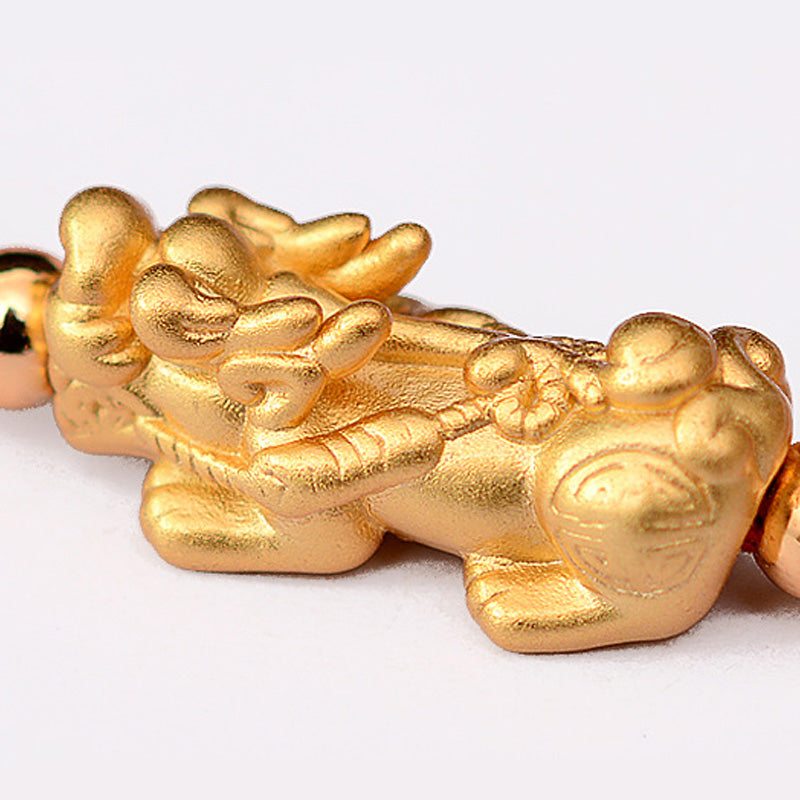 Braccialetto Buddha Stones PiXiu Luck Red String placcato oro 24K