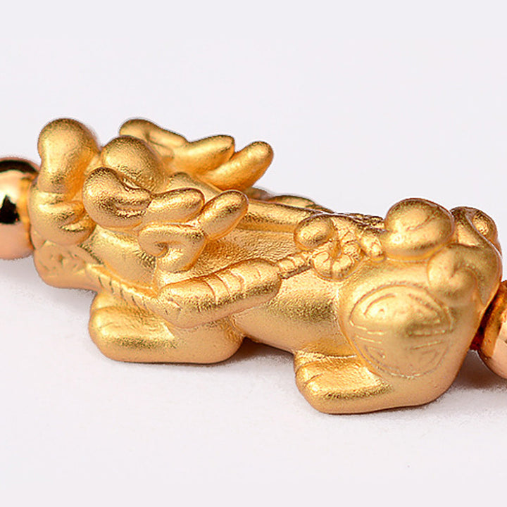Braccialetto Buddha Stones PiXiu Luck Red String placcato oro 24K
