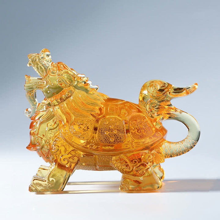 Feng Shui Drago Tartaruga Fatto a Mano Liuli Cristallo Arte Pezzo Decorazione Casa Ufficio