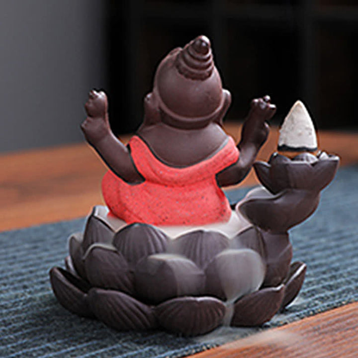 Ganesh Elephant Purple Clay Fontana antiriflusso con fumo Protezione Bruciatore di incenso