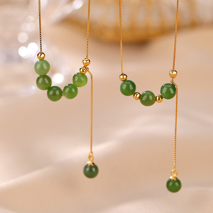 Collana con ciondolo curativo in argento sterling 925 con perle di giada ciano e Buddha Stones