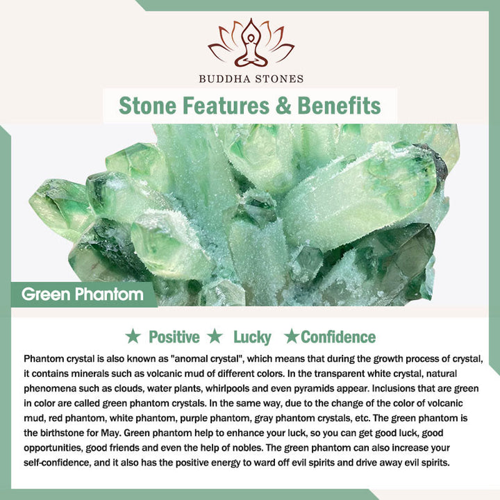 Braccialetto positivo con perline fantasma verde ametista e quarzo fragola naturale Buddha Stones