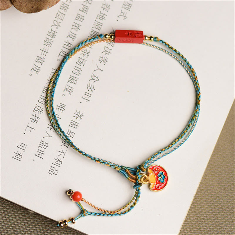 Braccialetto a doppio strato intrecciato con treccia di benedizione Buddha Stones Cinnabar fatto a mano come si desidera