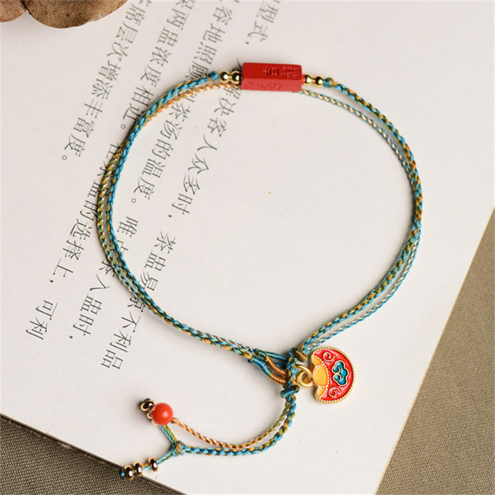 Braccialetto a doppio strato intrecciato con treccia di benedizione Buddha Stones Cinnabar fatto a mano come si desidera