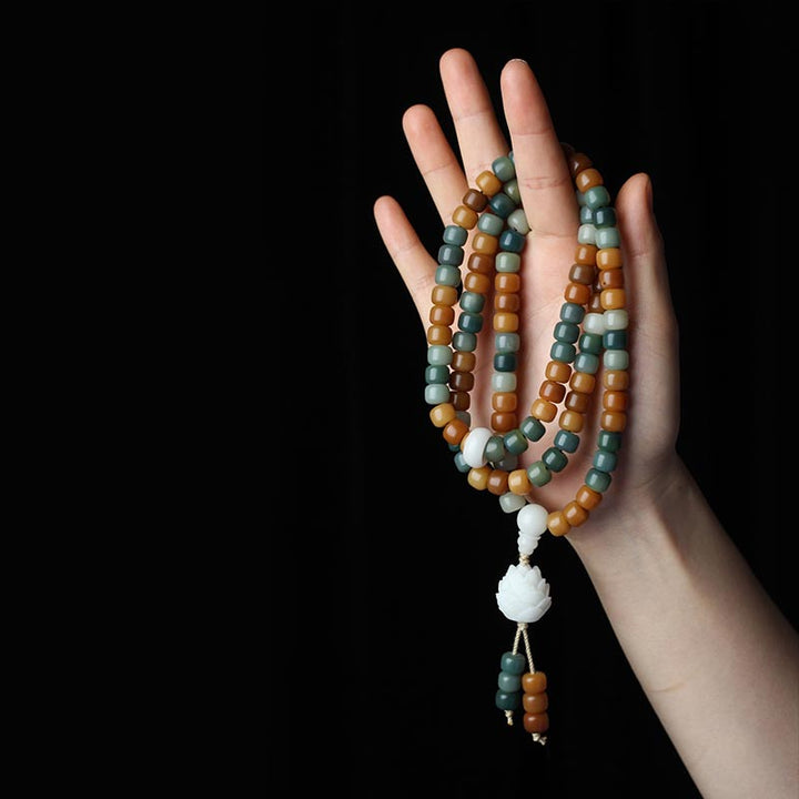 Collana con bracciale in pietra Bodhi Lotus Mala Harmony Buddha Stones