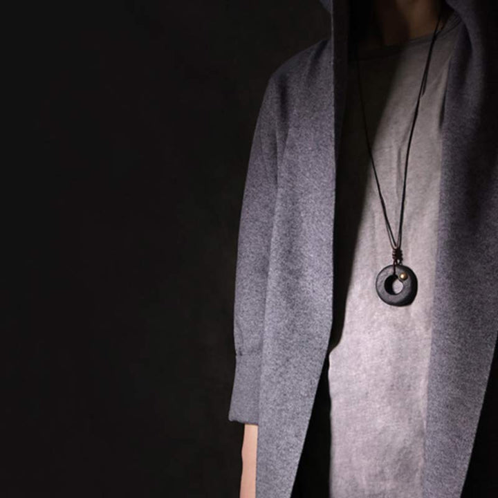 Collana con ciondolo in legno di ebano, cerchio zen, Buddha Stones , pace e calma - image 5