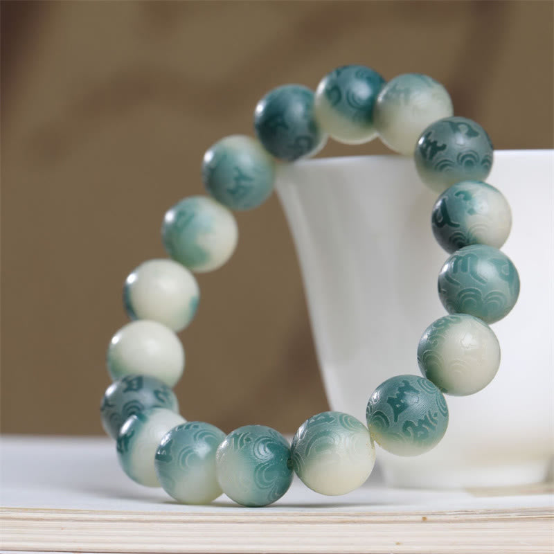 Braccialetto Buddha Stones Bodhi Seed Om Mani Padme Hum inciso per tenere lontani gli spiriti maligni