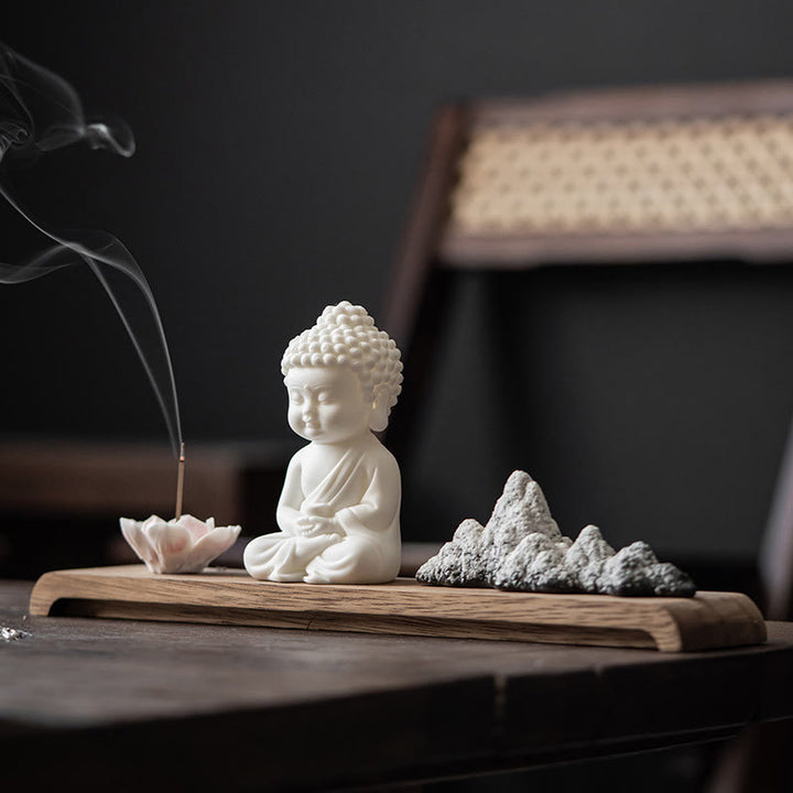 Buddha Stones Fiore di Loto Tathagata Kwan Yin Avalokitesvara Ksitigarbha Meditazione Bastoncino di Ceramica Bruciatore di Incenso Decorazione