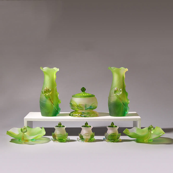 Feng Shui Lotus fatto a mano Liuli Crystal Art Piece Home Office Offerta Decorazione - image 18