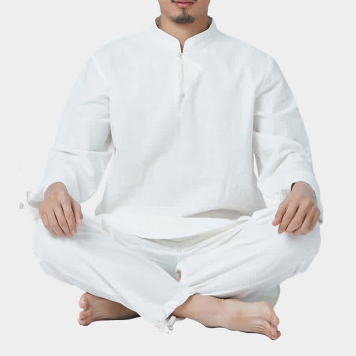 Buddha Stones Spirituale Zen Meditazione Yoga Preghiera Pratica Cotone Lino Abbigliamento Uomo Set