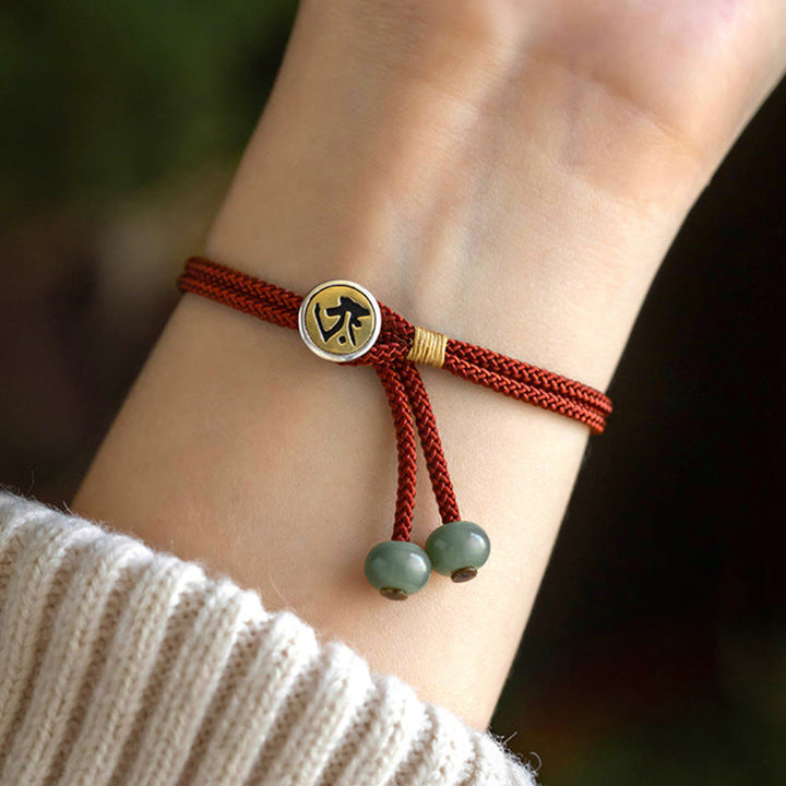 Braccialetto in corda rossa intrecciata con semi di Bodhi Buddha Stones , fatto a mano, in argento sterling 925, con zodiaco cinese, Buddha di Natale