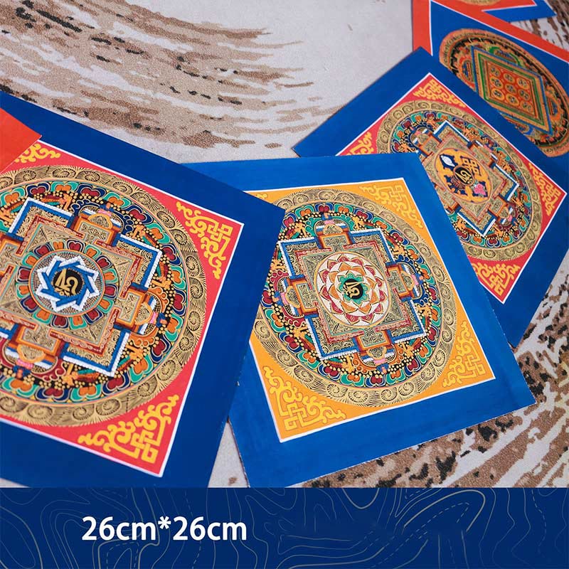 Dipinto Thangka tibetano fatto a mano, benedizione Thangka, scatola cieca, motivo a colori casuali