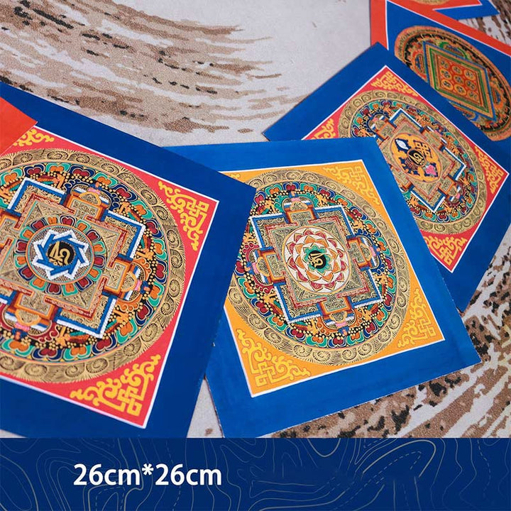 Dipinto Thangka tibetano fatto a mano, benedizione Thangka, scatola cieca, motivo a colori casuali