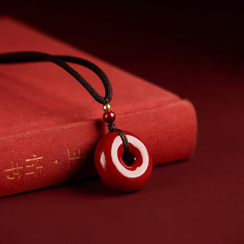 Collana con ciondolo con fibbia della pace , Buddha Stones, cinabro, benedizione e calma