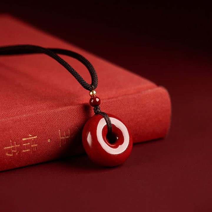 Collana con ciondolo con fibbia della pace , Buddha Stones, cinabro, benedizione e calma