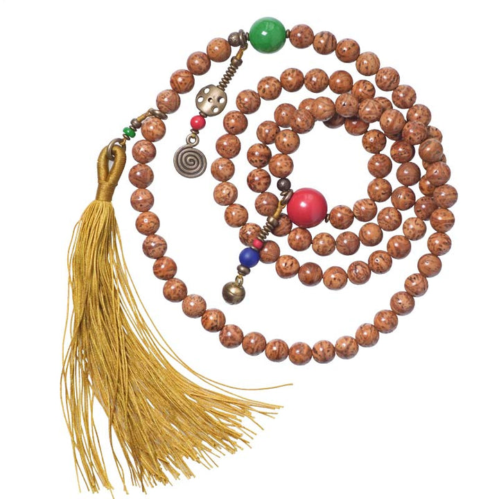Buddha Stones 108 Mala Beads Bodhi Seed Saggezza Pace Nappa Bracciale