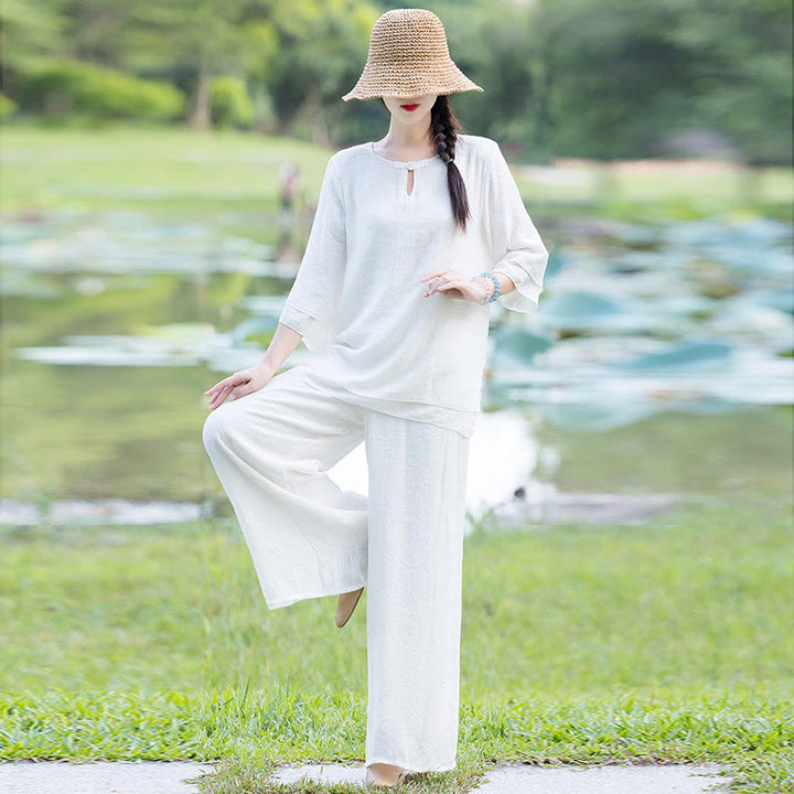 Tai Chi Meditazione Preghiera Zen Spirituale Mattina Pratica Abbigliamento Donna Set - image 9
