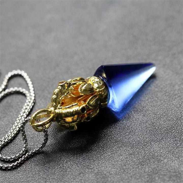 Buddha Stones Tibetano Dorje Vajra 4 punte Loto Liuli Cristallo Forza Collana Pendente
