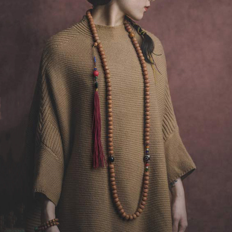 Buddha Stones 108 Mala Beads Bodhi Seed Dzi Bead Peace Tassel Bracciale