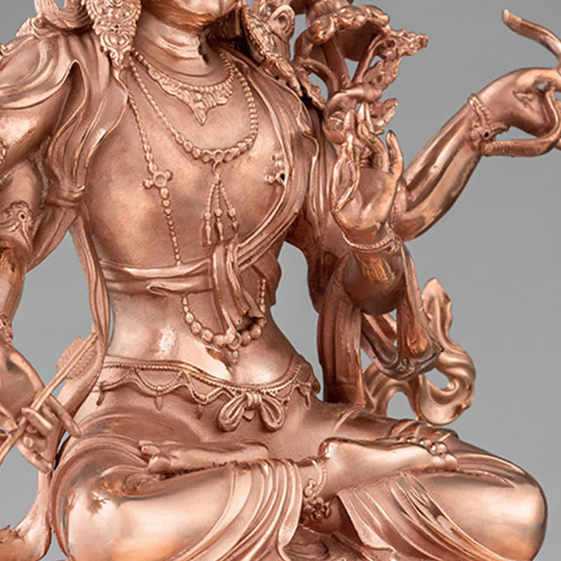 Statua in rame della serenità della statuetta del Bodhisattva Manjusri a quattro braccia