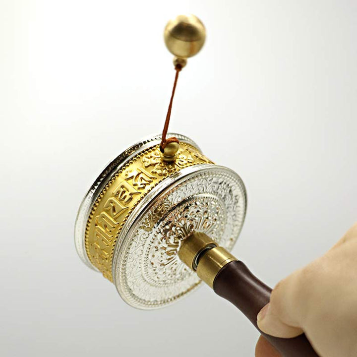 Ruota di preghiera tibetana Sei parole vere Rame Pace Protezione Decorazione