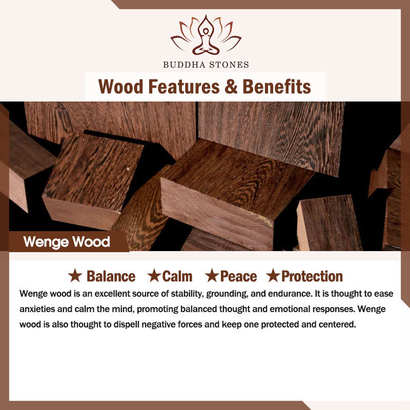 Collana con ciondolo Buddha Stones Wenge Wood Peace Buckle Balance Tranquility - image 5