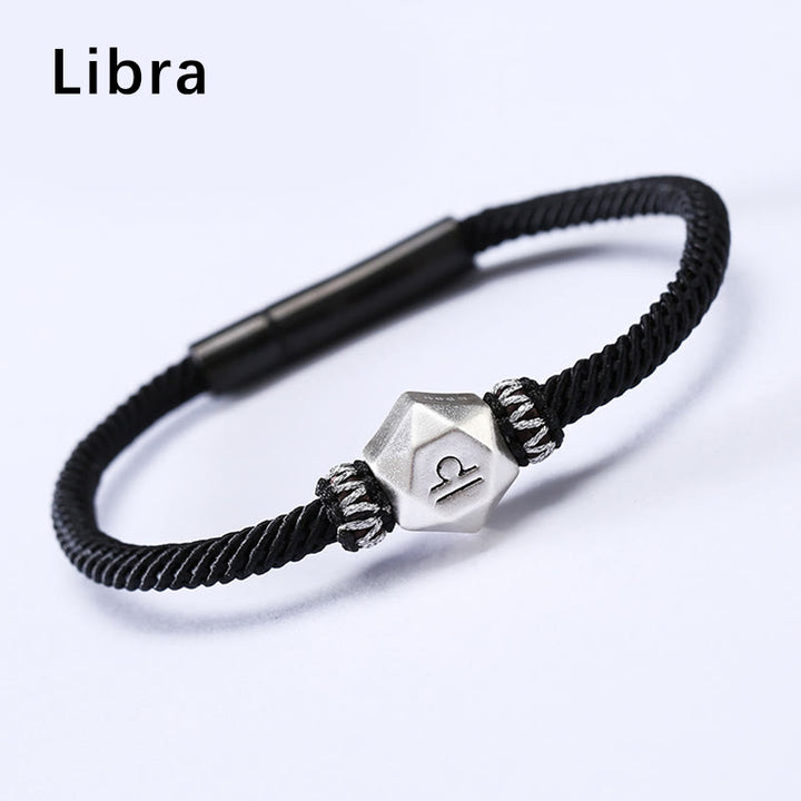 Braccialetto di corda fatto a mano con protezione delle 12 costellazioni dello zodiaco in argento sterling 999 Buddha Stones