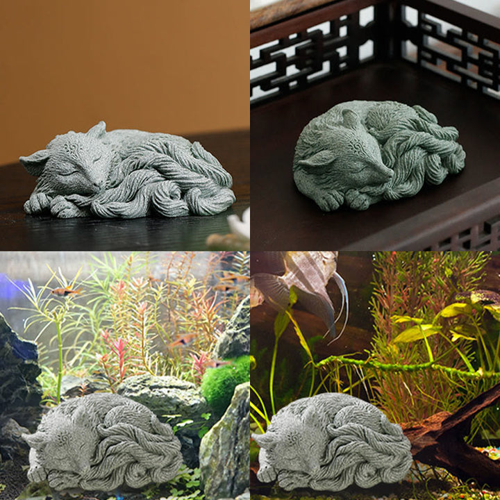 Buddha Stones Piccola volpe a nove code Protezione Casa Tè Animale domestico Figurina Decorazione