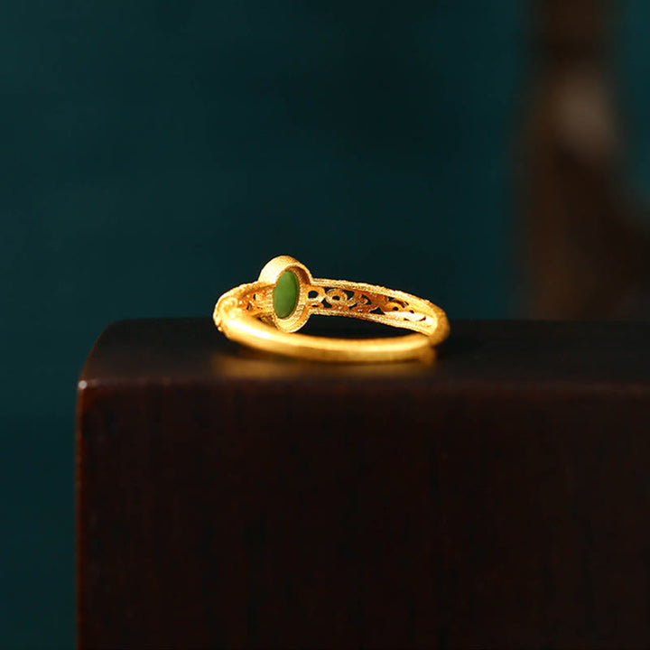 Anello regolabile con motivo a nuvola Buddha Stones, motivo a giada ciano e motivo a nuvola