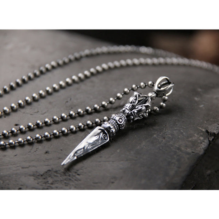 Buddha Stones 925 Sterling Silver Dorje Vajra Collana con ciondolo a catena per l'illuminazione