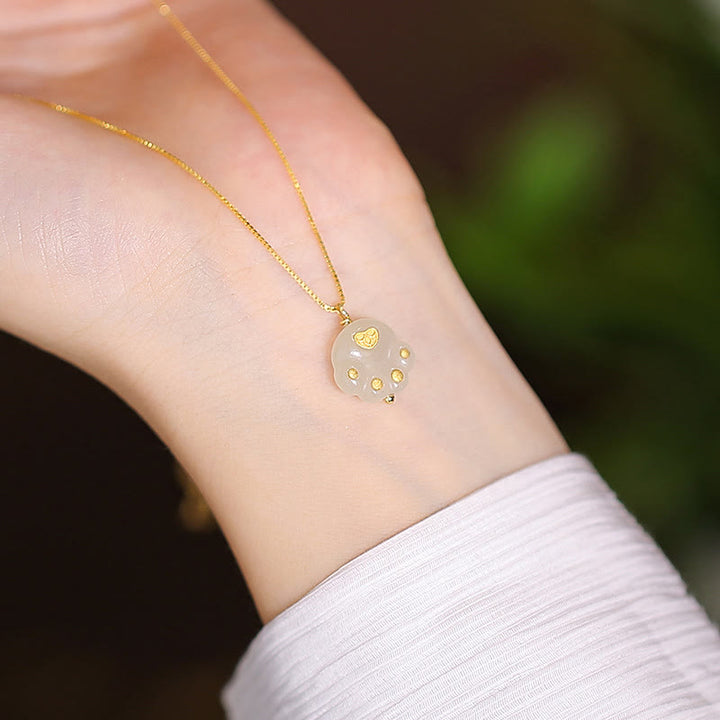 Collana con ciondolo a forma di farfalla Buddha che ride in giada ciano naturale Hetian Jade in argento sterling 925 - Artiglio di gatto in giada di Hetian - image 19