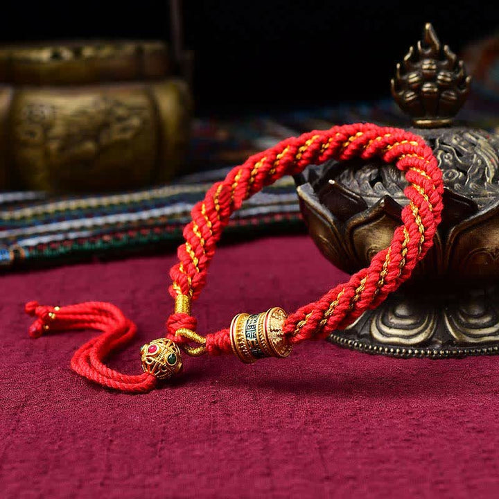 Braccialetto con ciondolo a forma di ruota di preghiera con ciondolo a forma di Thangka, fatto a mano in tibetano, con Buddha Stones